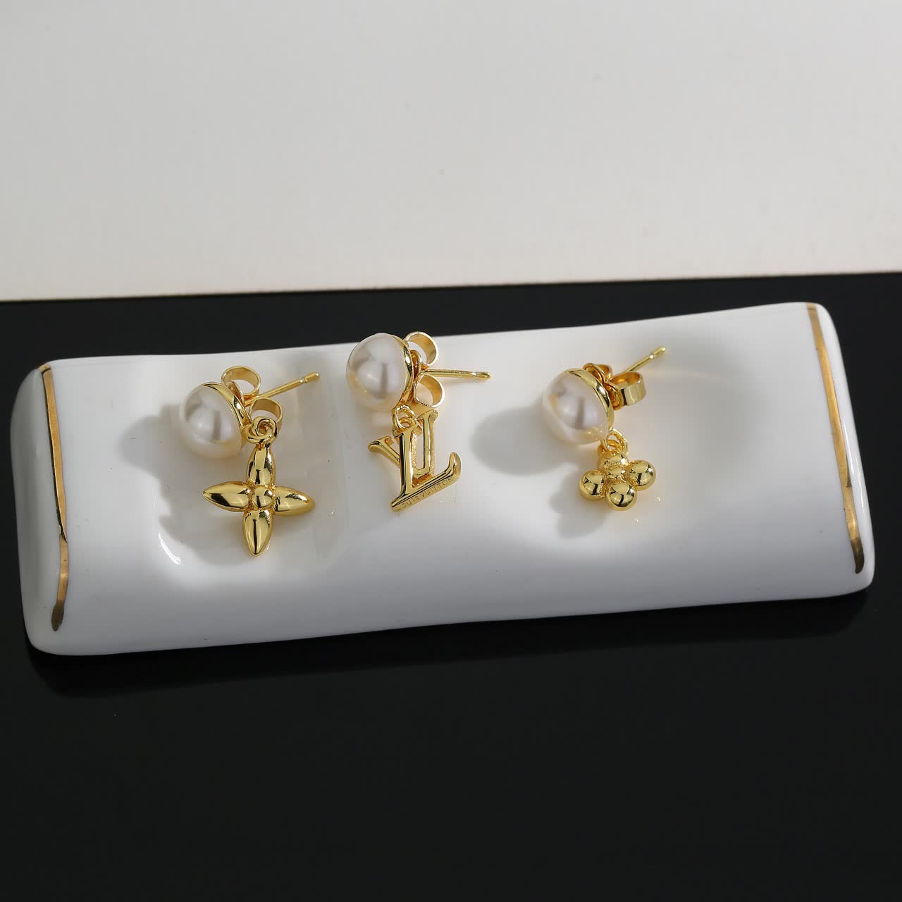 Louis Vuitton Pearl & Gold Earrings